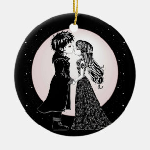 Niedlich gotische Emo Kids Kiss Valentinstag Keramik Ornament