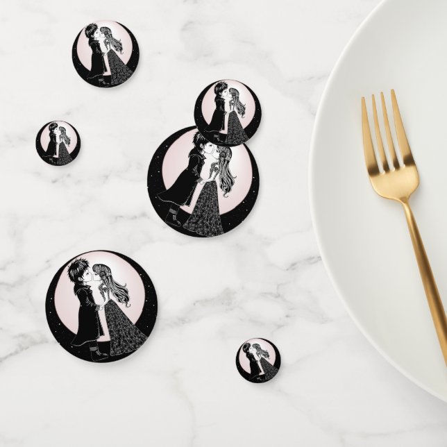 Niedlich gotische Emo Kids Kiss Valentinstag Konfetti (Gruppe)