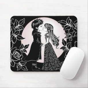 Niedlich gotische Emo Kids Kiss Valentinstag Mousepad