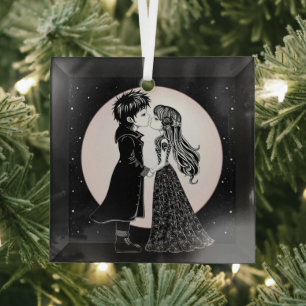 Niedlich gotische Emo Kids Kiss Valentinstag Ornament Aus Glas