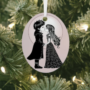 Niedlich gotische Emo Kids Kiss Valentinstag Ornament Aus Metall