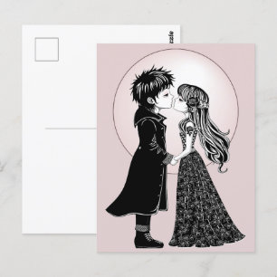 Niedlich gotische Emo Kids Kiss Valentinstag Postkarte