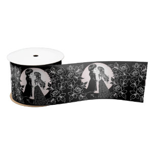 Niedlich gotische Emo Kids Kiss Valentinstag Satinband