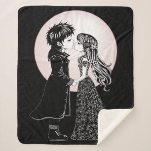 Niedlich gotische Emo Kids Kiss Valentinstag Sherpadecke