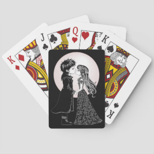 Niedlich gotische Emo Kids Kiss Valentinstag Spielkarten