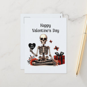 Niedlich Gotische Liebe Valentine Skelett Feiertagspostkarte