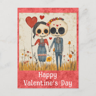 Niedlich Gotische Valentinstag Skeleton Couple Postkarte