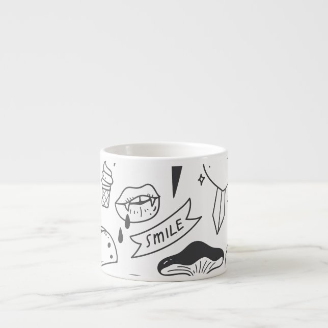 Niedlich Graffiti: Doodle Art Set. Espressotasse (Vorderseite)