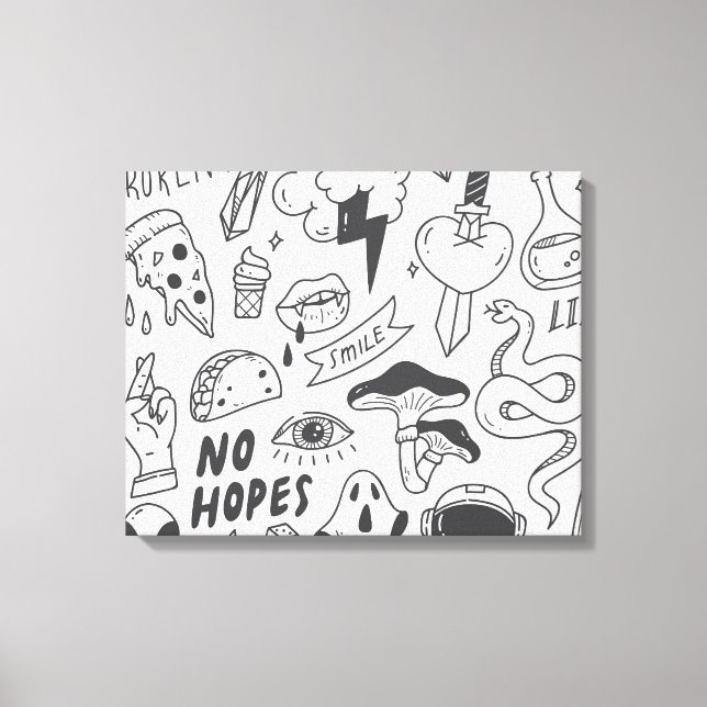 Niedlich Graffiti: Doodle Art Set. Leinwanddruck (Vorderseite)