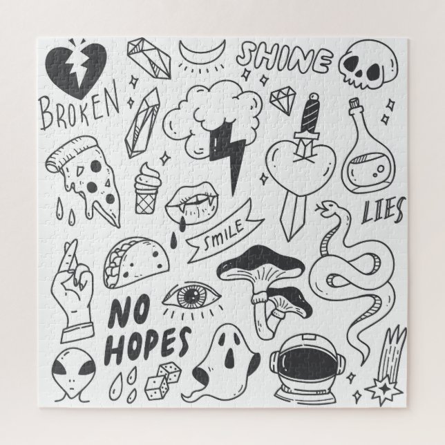 Niedlich Graffiti: Doodle Art Set. Puzzle (Vertikal)