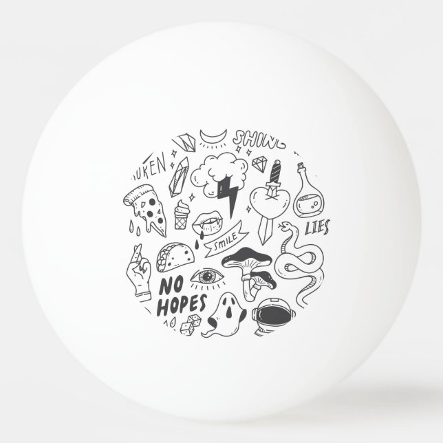 Niedlich Graffiti: Doodle Art Set. Tischtennisball (Vorderseite)