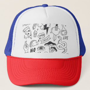 Niedlich Graffiti: Doodle Art Set. Truckerkappe
