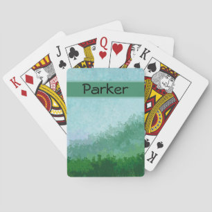 Niedlich Grassy Watercolor Hill Pastell Personalis Spielkarten