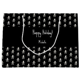 Niedlich Grau Kariertes Santa Holiday Muster Große Geschenktüte