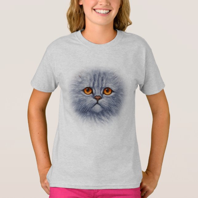 Niedlich Grau Tabby Kat Kitten Face T-Shirt (Vorderseite)