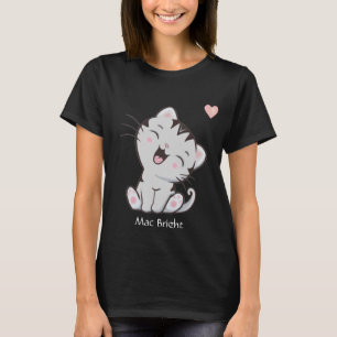 Niedlich Grau Tabby Kitty Cat & Heart T - Shirt