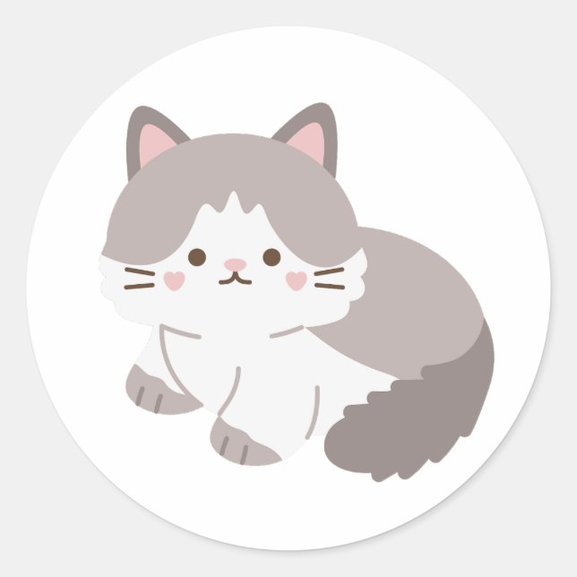 Niedlich Grau und White Kitten Runder Aufkleber (Vorderseite)
