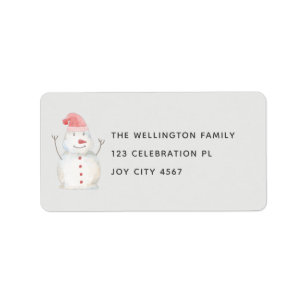Niedlich Grau Watercolor Weihnachts-Snowman-Adress Adressaufkleber
