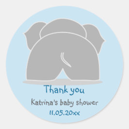Niedlich Graue Elephant Blue Baby Dusche Vielen Da Runder Aufkleber