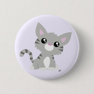 Niedlich-Graue Kitty-Taste Button