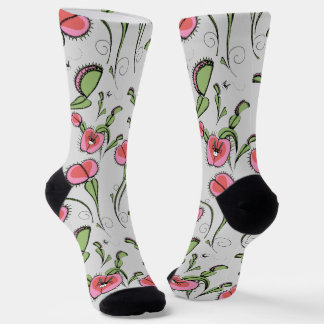 Niedlich Graue und rosa Venus Flytrap auf Ihrer Li Socken