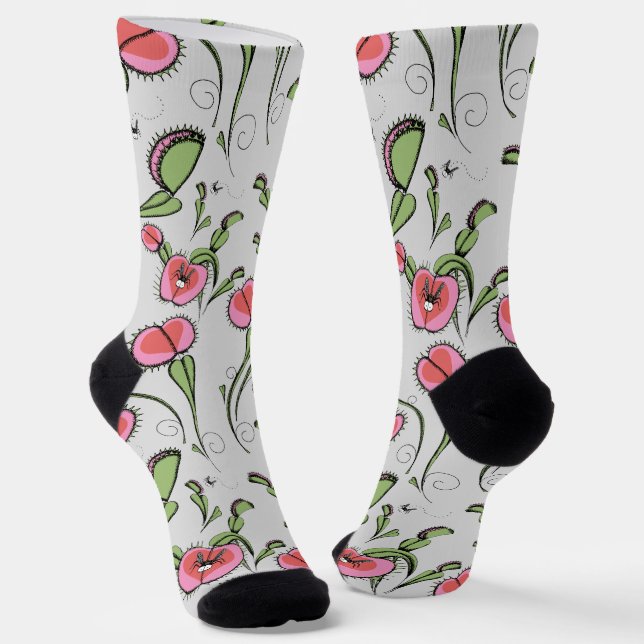 Niedlich Graue und rosa Venus Flytrap auf Ihrer Li Socken (Gewinkelt)