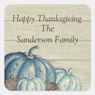 Niedlich Graue Wood Herbst Blaupumkin Quadratischer Aufkleber