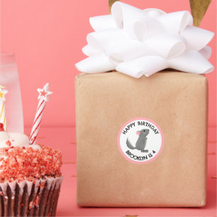 Niedlich-graurosa Chinchilla personalisierter Gebu Runder Aufkleber