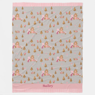 Niedlich Graurosa Lebkuchen Candy Cane Hütte Flee Fleecedecke