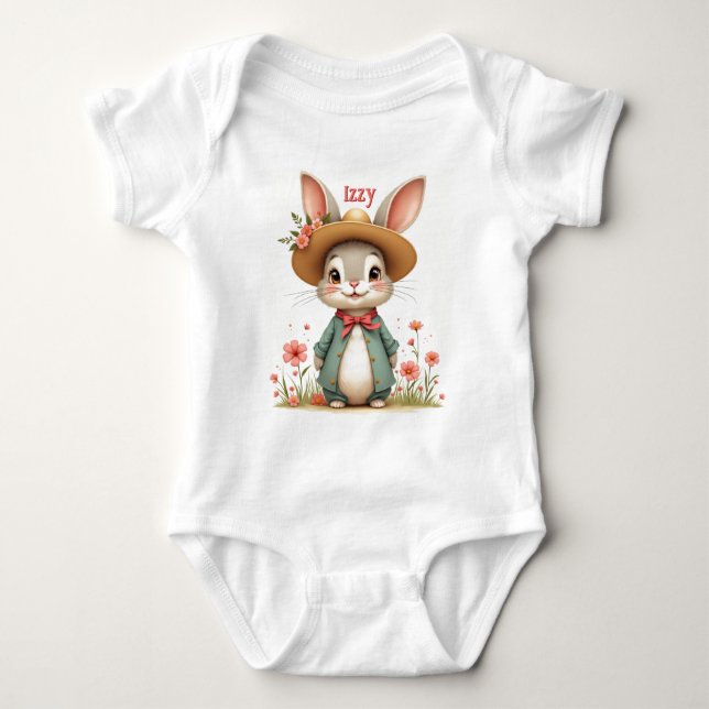 Niedlich Gray Bunny Baby Strampler (Vorderseite)