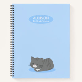 Niedlich Gray Cat Blue Spiral Notebook Notizbuch