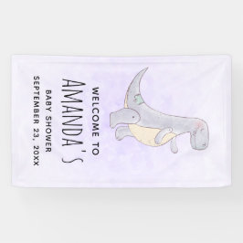 Niedlich Gray Dinosaur Toy Watercolor Babydusche Banner