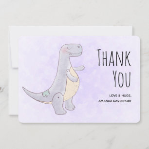Niedlich Gray Dinosaur Toy Watercolor Dankeskarte