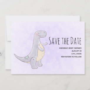 Niedlich Gray Dinosaur Toy Watercolor Save The Date