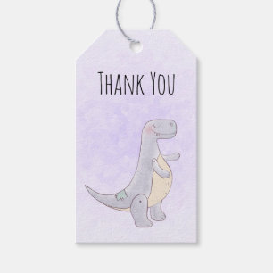 Niedlich Gray Dinosaur Toy Watercolor Vielen Dank Geschenkanhänger