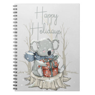 Niedlich Gray Happy Holidays Koala Weihnachten Notizblock