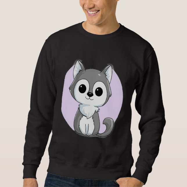 Niedlich Gray Husky Sweatshirt (Vorderseite)