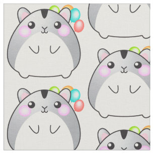 Niedlich Gray Kawaii Hamster Fabric Stoff