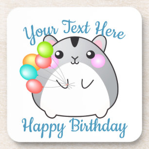 Niedlich Gray Kawaii Hamster Getränkeuntersetzer