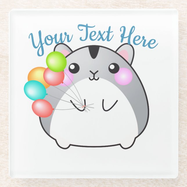 Niedlich Gray Kawaii Hamster Glasuntersetzer (Vorderseite)