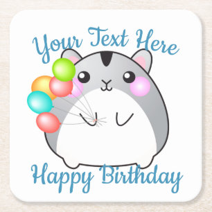 Niedlich Gray Kawaii Hamster Rechteckiger Pappuntersetzer