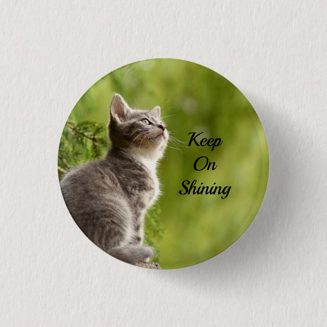 Niedlich Gray Kitten Button (Vorderseite)