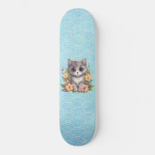Niedlich Gray Kitten Kawaii Skateboard