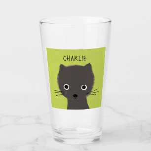 Niedlich Gray Kitty Cat Personalisiert   Gray Kitt Glas