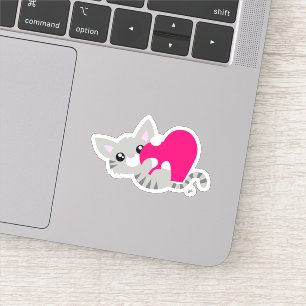 Niedlich Gray Kitty Custom-Cut Vinyl Sticker
