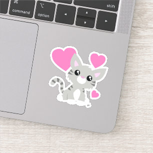 Niedlich Gray Kitty Custom-Cut Vinyl Sticker