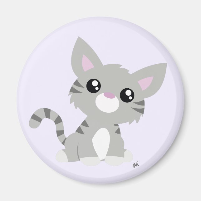 Niedlich Gray Kitty Magnet (Vorne)