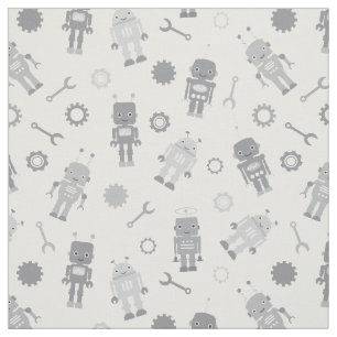 Niedlich Gray Robots Baby Kinderzimmer Fabric Stoff