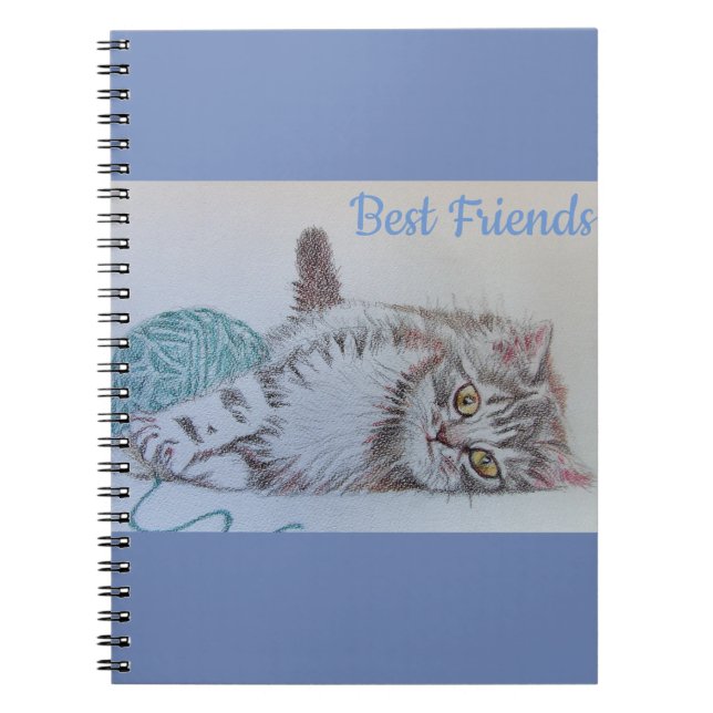 Niedlich Gray Tabby Cat Kitten Best Friends Notebo Notizblock (Vorderseite)