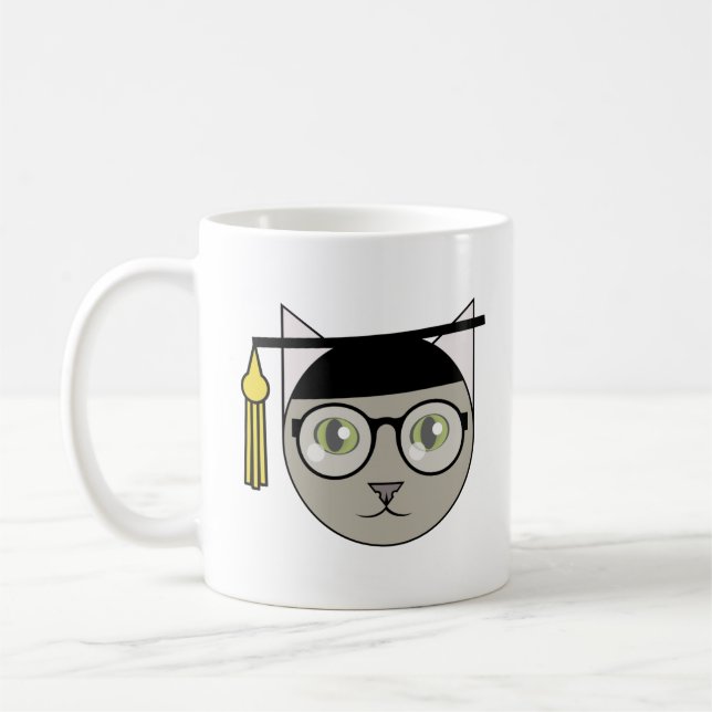 Niedlich Gray Tabby Graduate Kaffeetasse (Links)